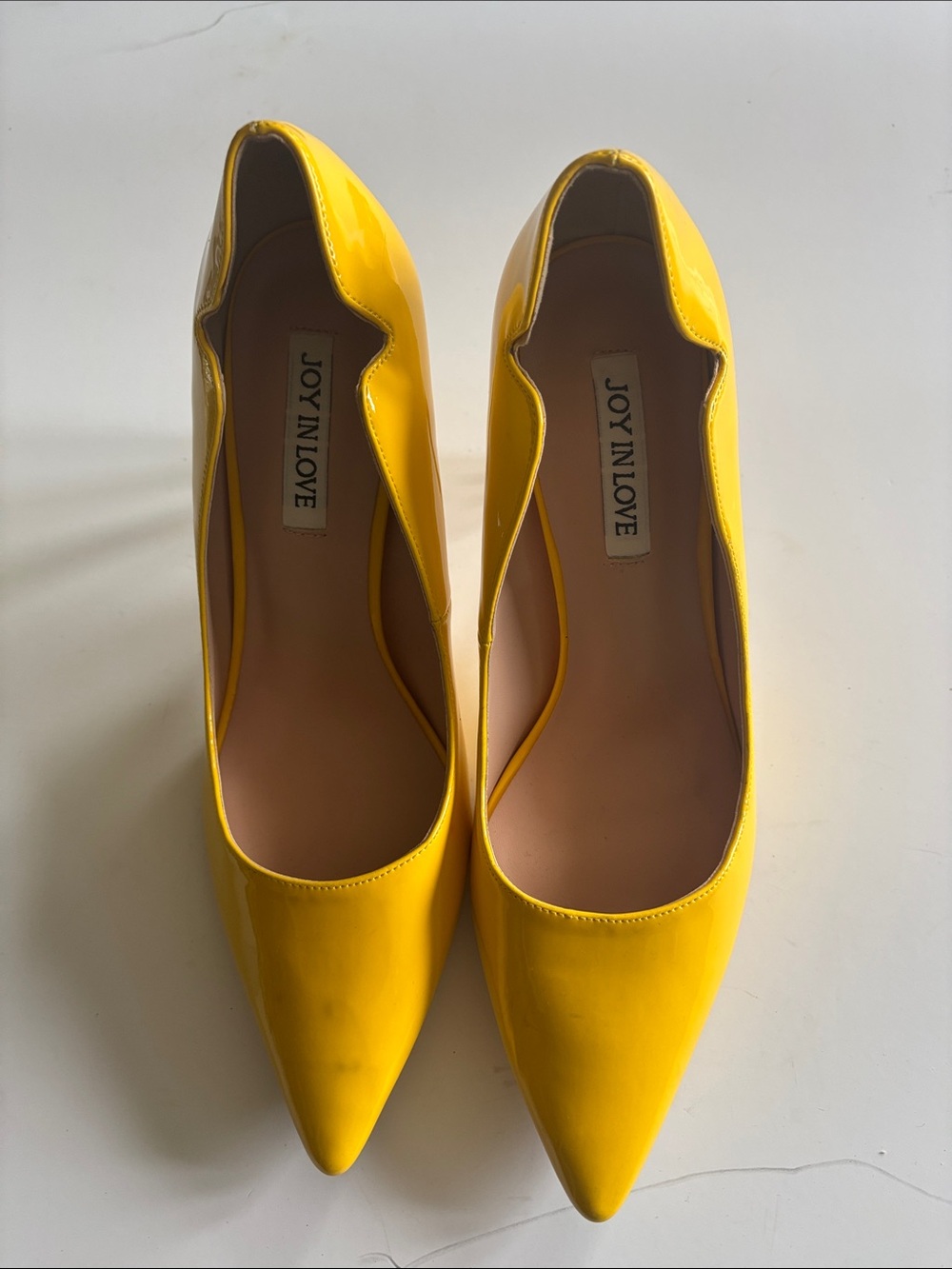 Joy in Love Yellow Patent Pointed-Toe Heels